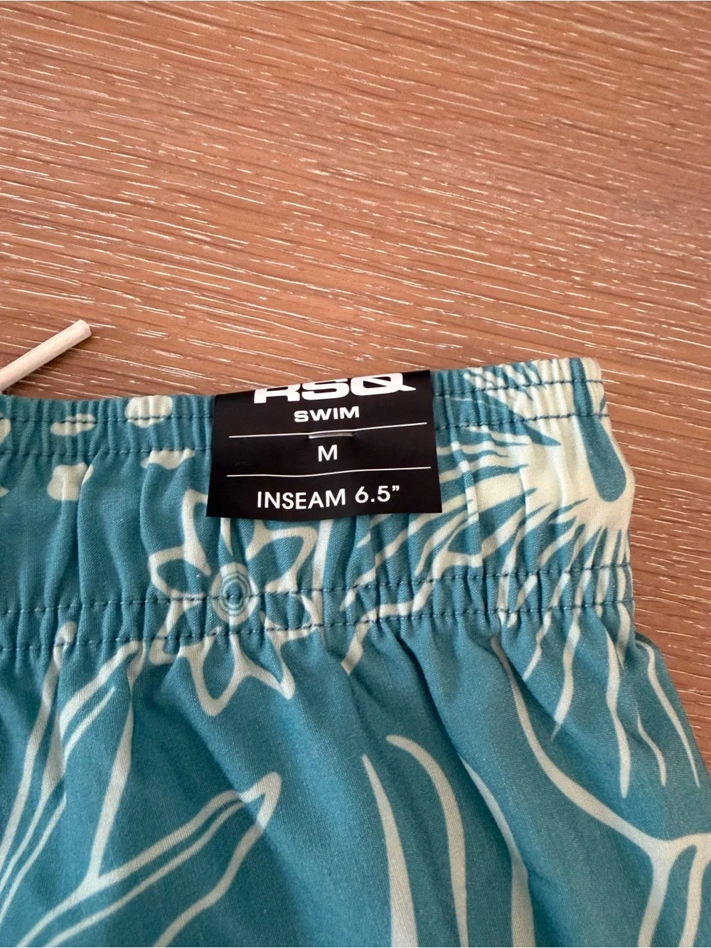 RSQ Teal Blue Tropical Print Swim Trunks